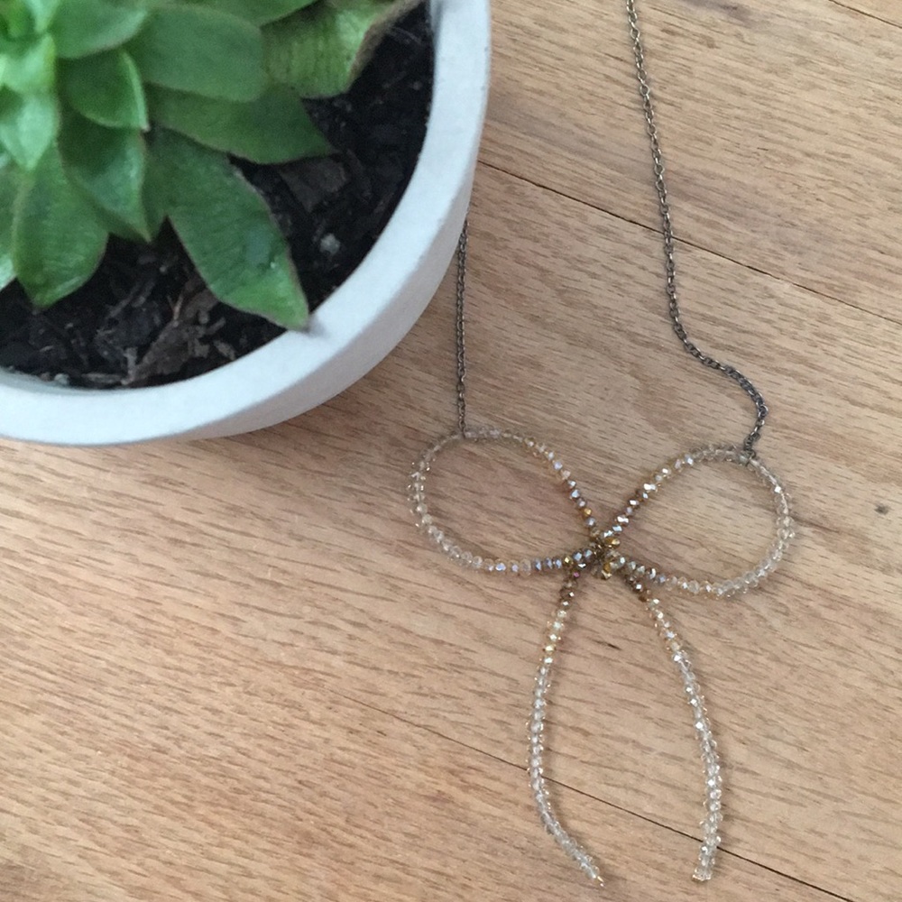 Anthropologie Bow Jewel Necklace